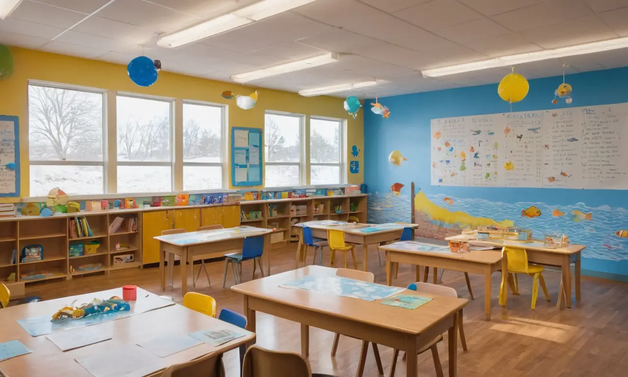 Aula luminosa llena de energía y aprendizaje