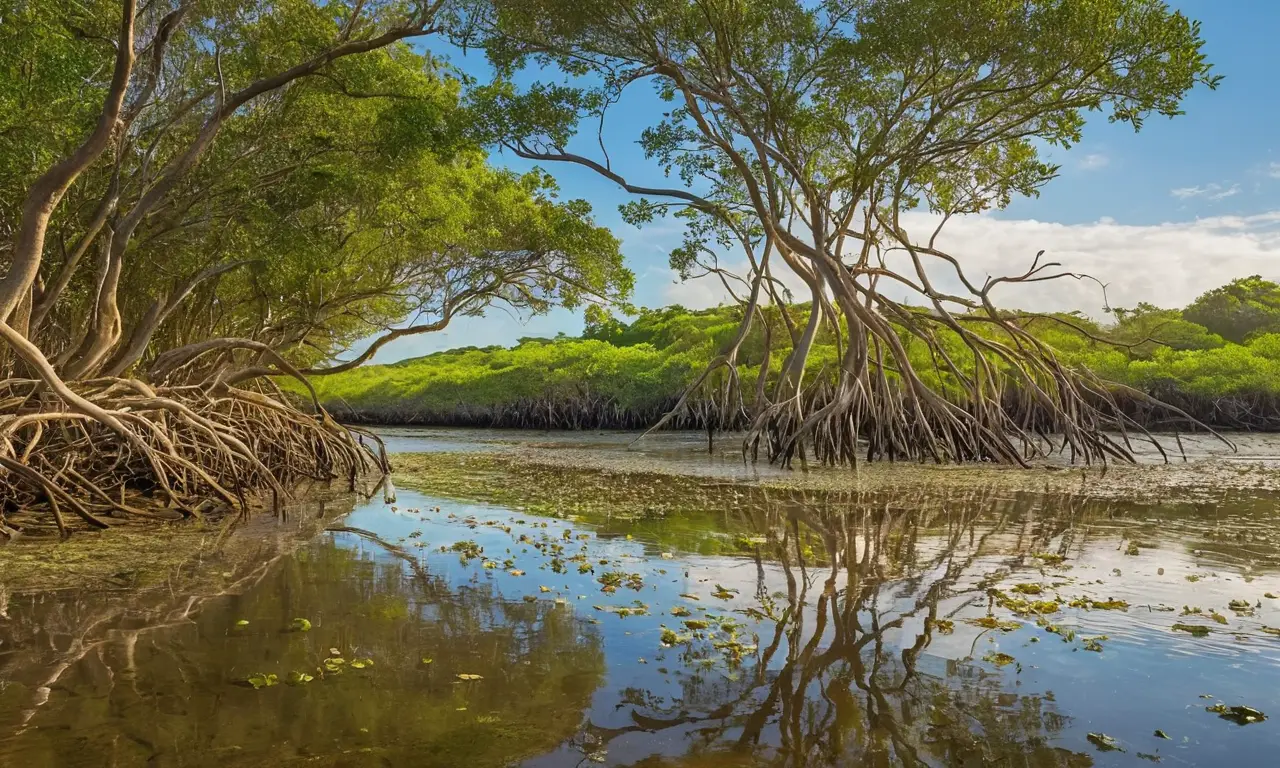 Ecosistema armonioso de manglares y biodiversidad