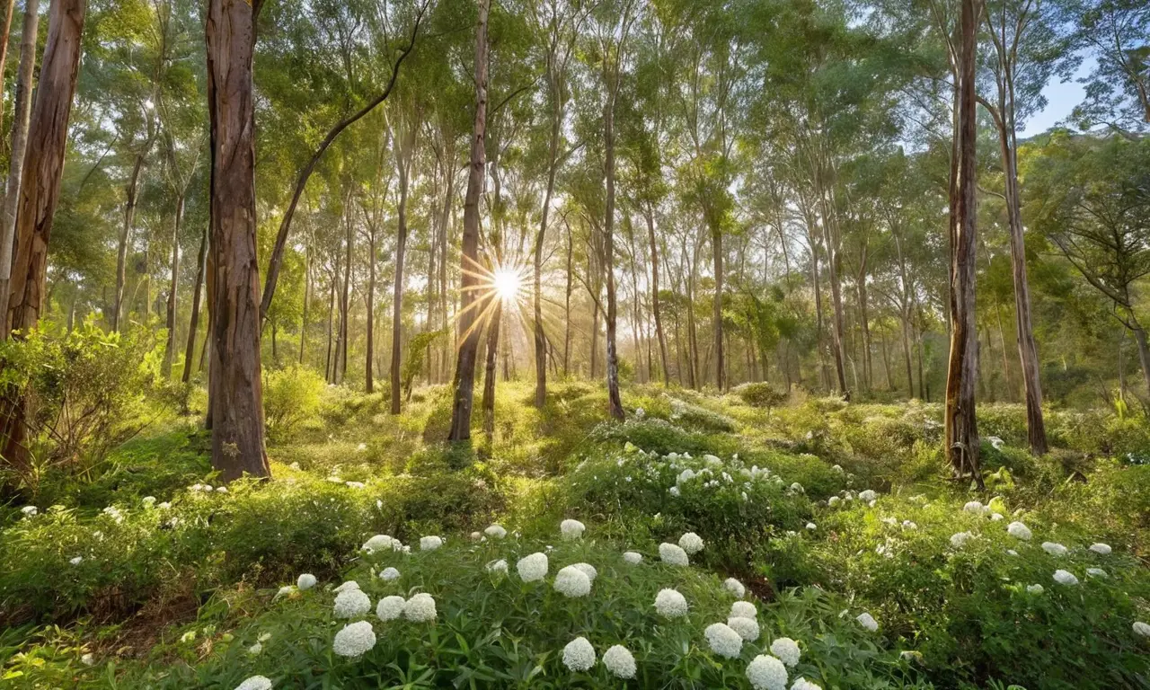 Bosque de eucaliptos sereno y vibrante