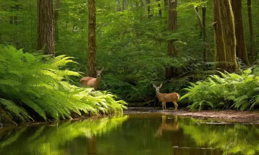 Bosque denso y tranquilo con vida silvestre