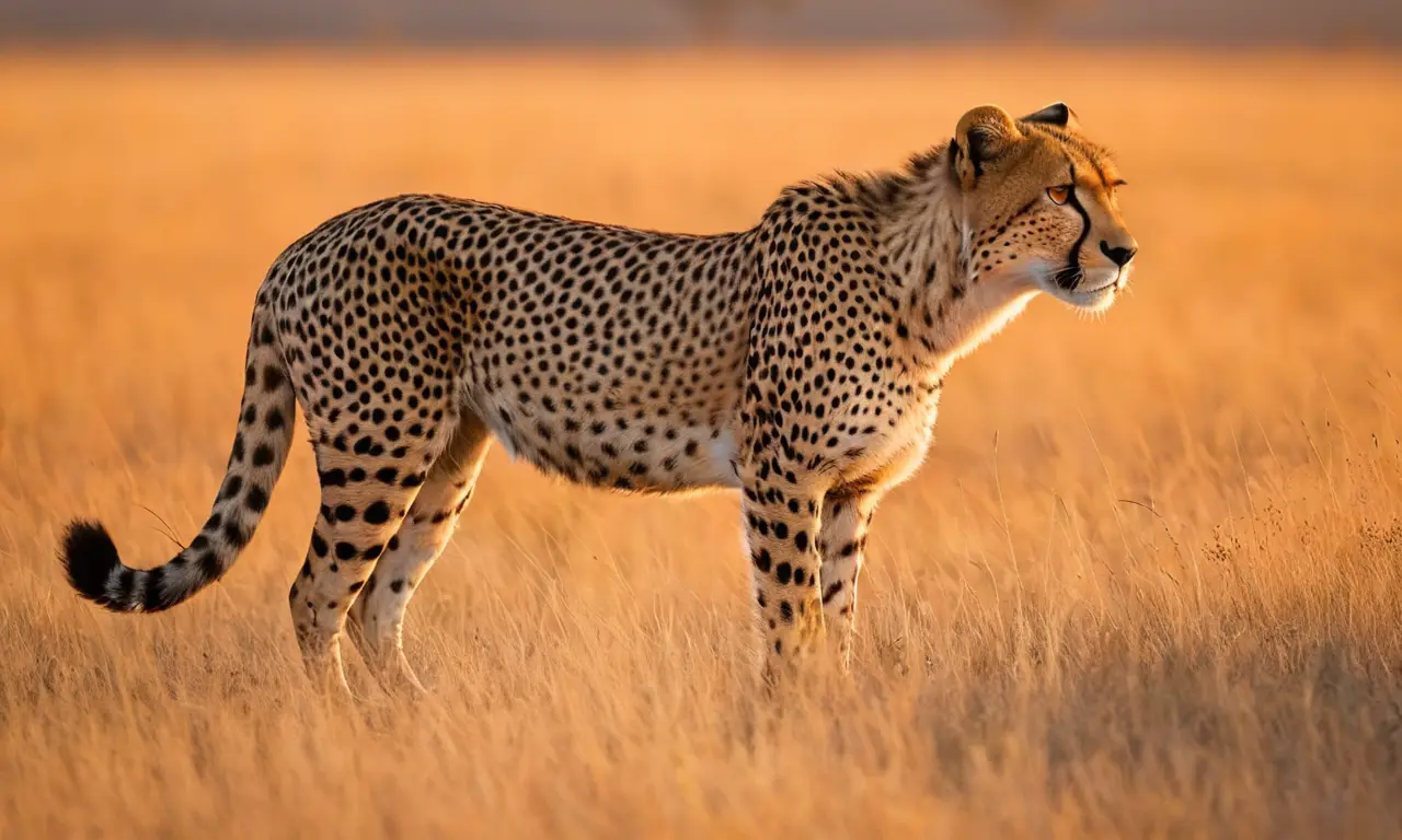Un cheetah observa en una serena sabana