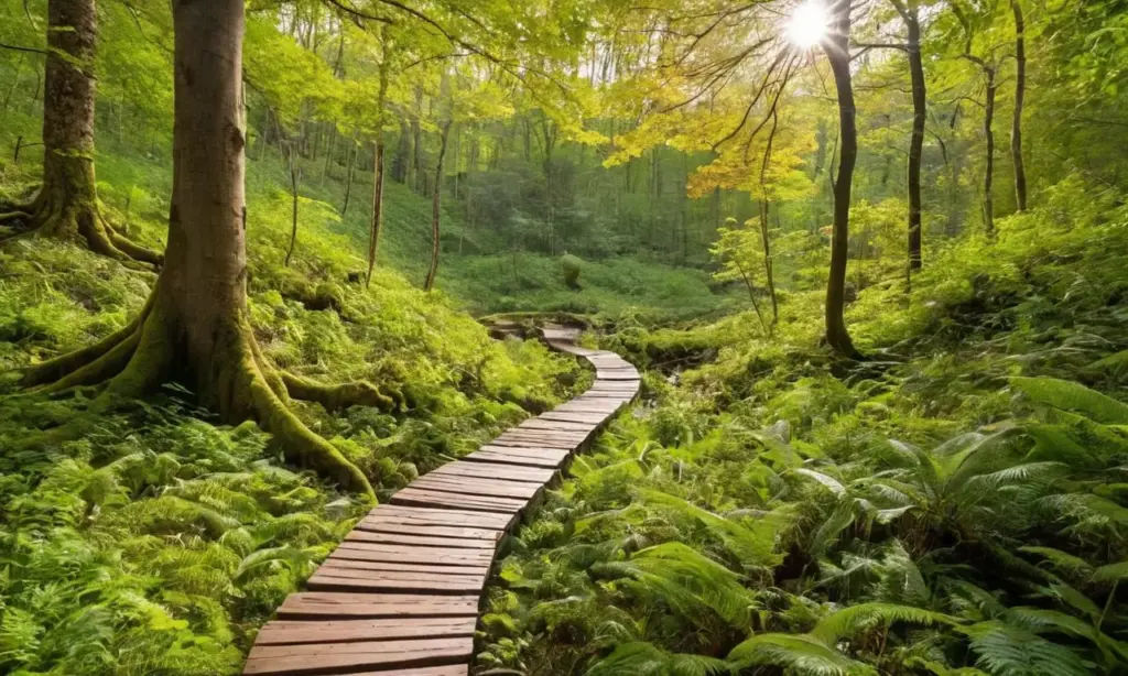 Bosque vibrante con naturaleza y conservación equilibrada