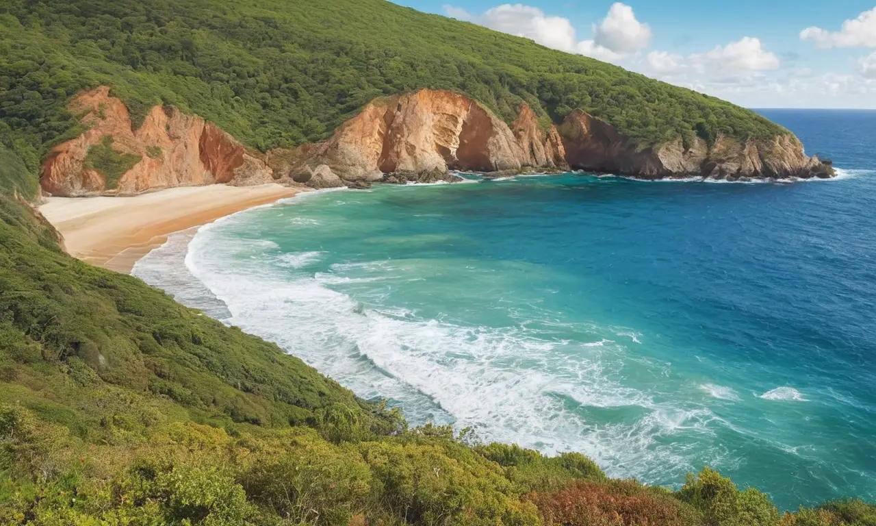 Paisaje variado de mar, montañas y luz