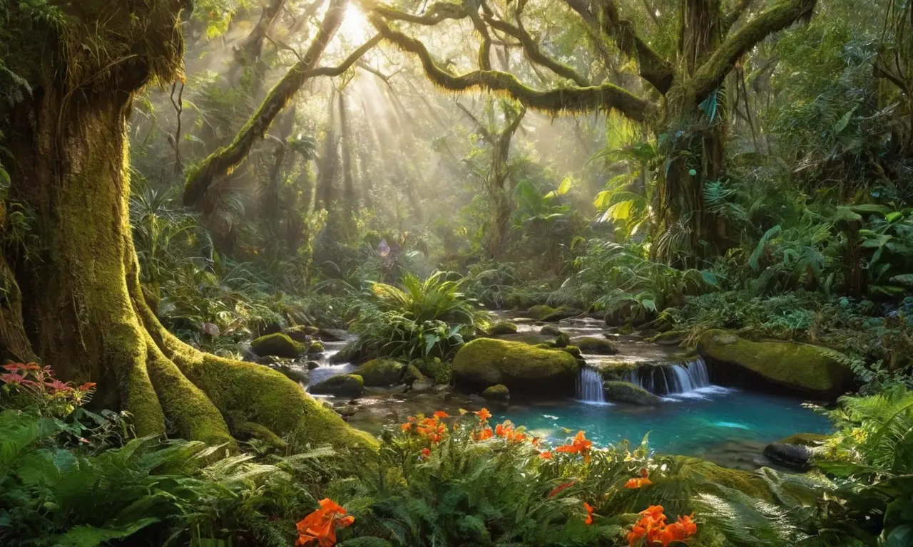 Selva vibrante llena de vida y color