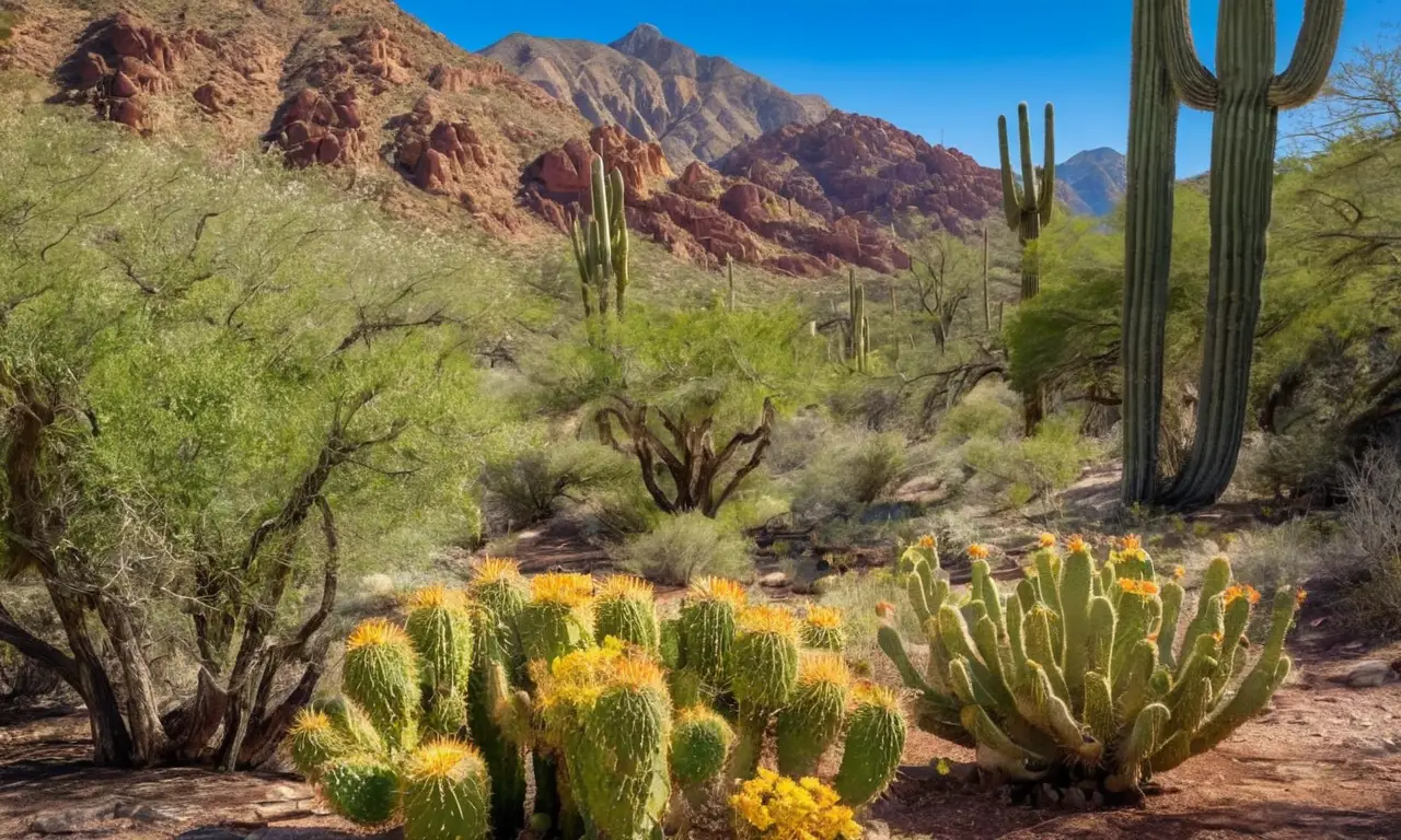 Paisaje vibrante con rica biodiversidad y luz