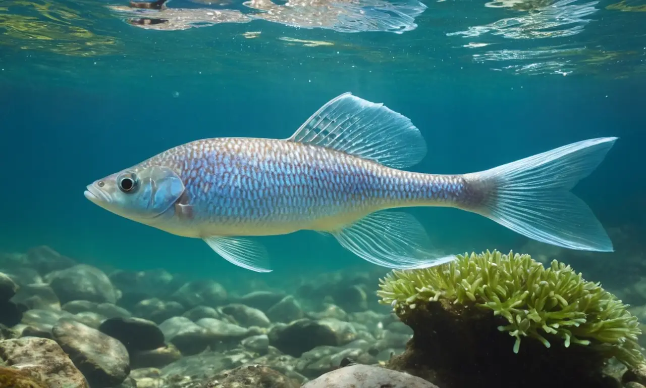 Pez golomianka brilla en aguas cristalinas