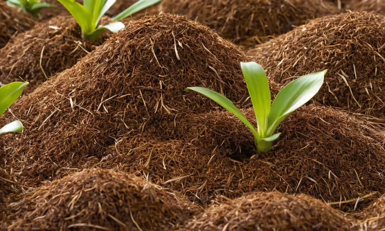 Sustrato de coco con plantas vibrantes
