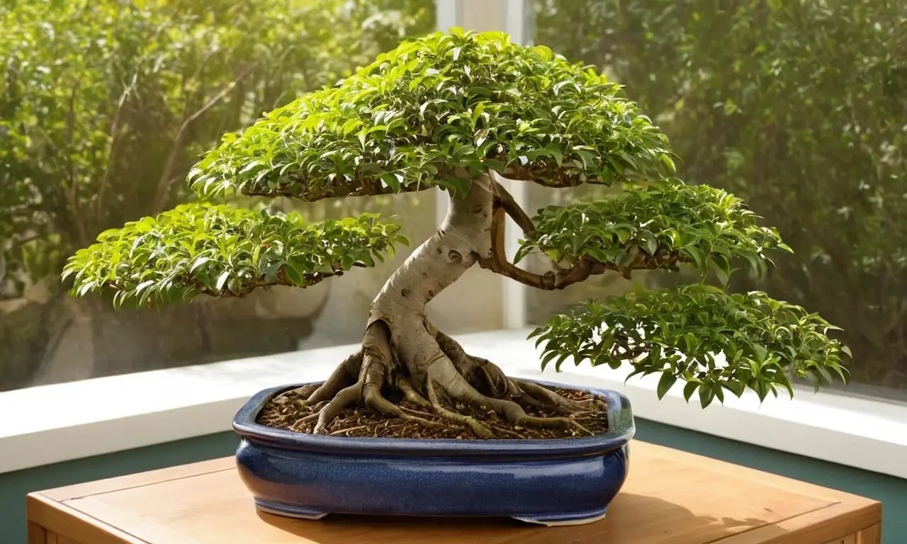 Bonsái Ficus benjamina en elegante presentación
