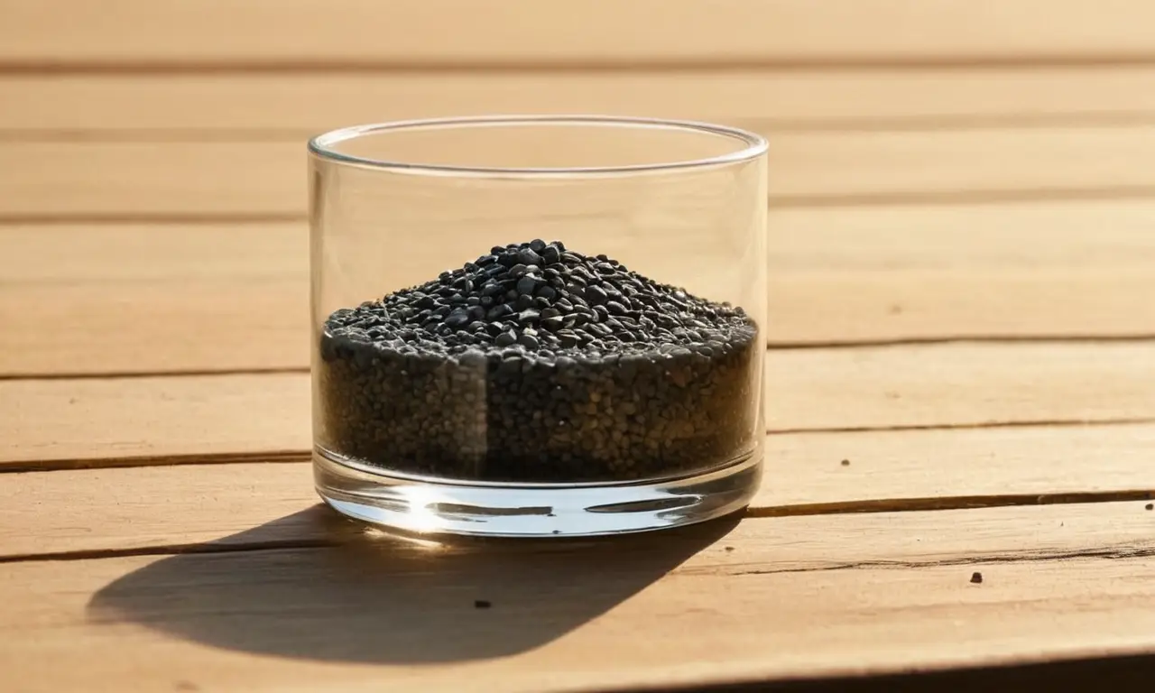 Contenedor de agua con capas naturales variadas