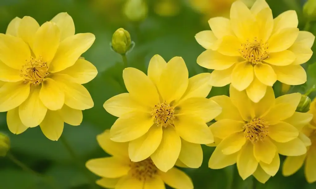 Flores amarillas brillantes en un jardín sereno