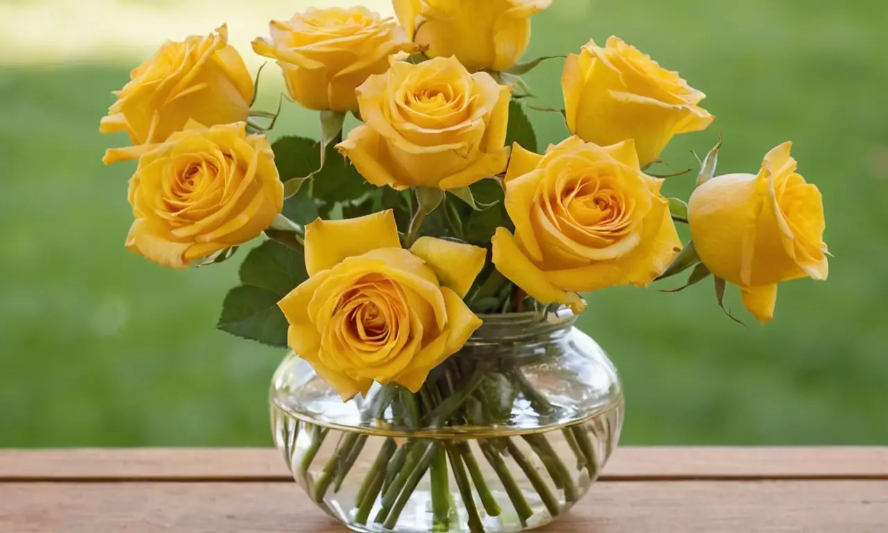 Rosas amarillas brillantes en un ambiente acogedor