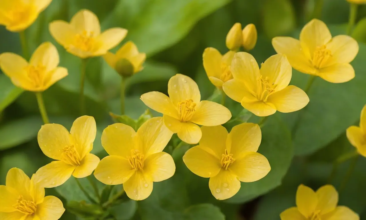 Flores amarillas brillantes en un entorno vibrante