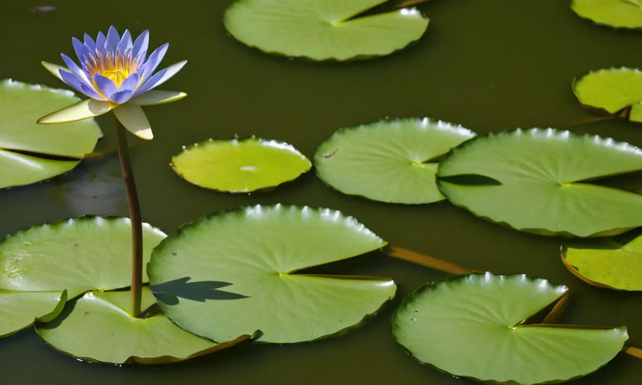 Lirios acuáticos vibrantes crean un paisaje sereno