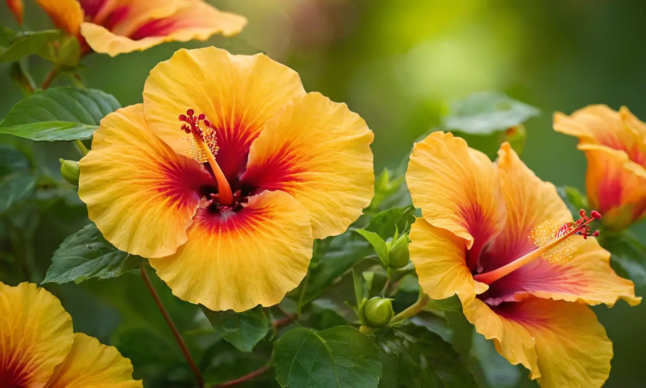 Hibiscus vibrante destaca en tropical belleza