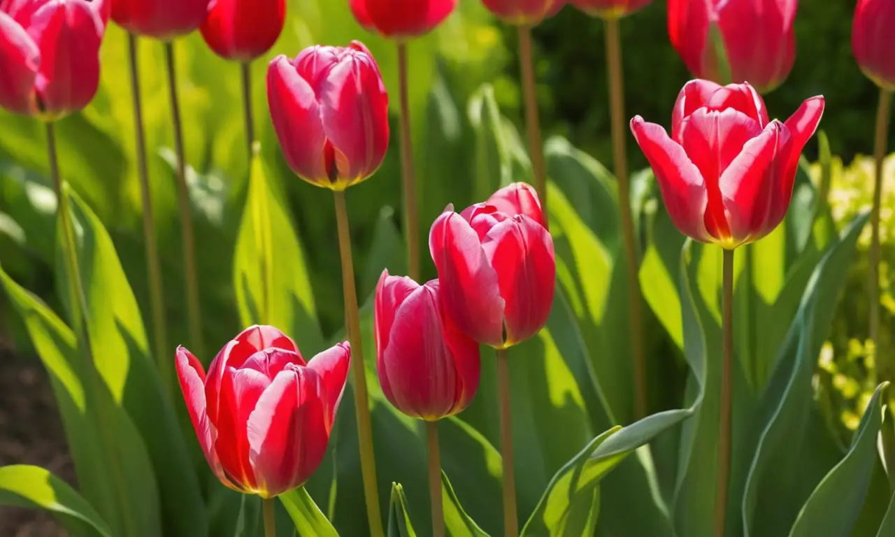 Ramillete de tulipanes vibrantes en jardín