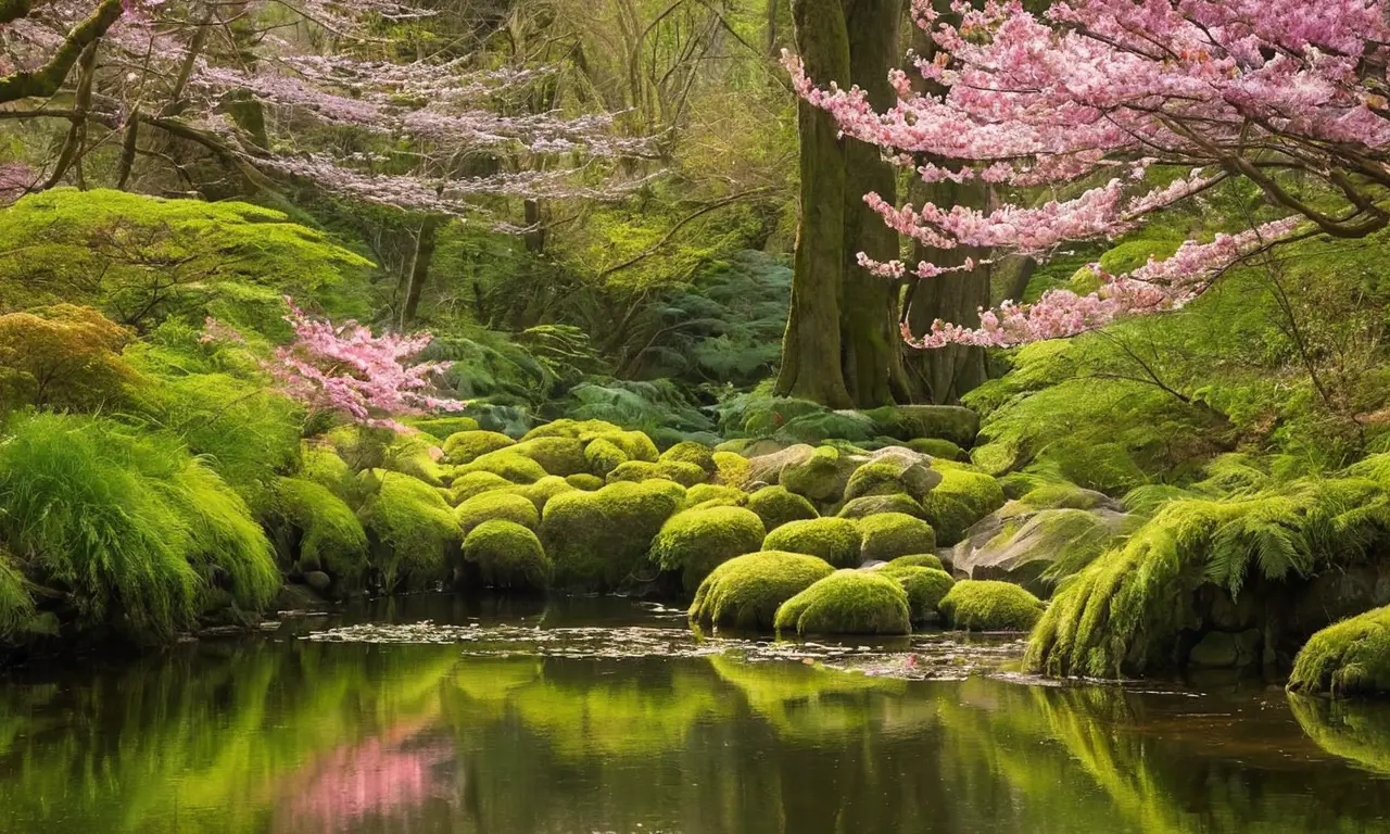 Naturaleza japonesa en flor, vibrante y serena