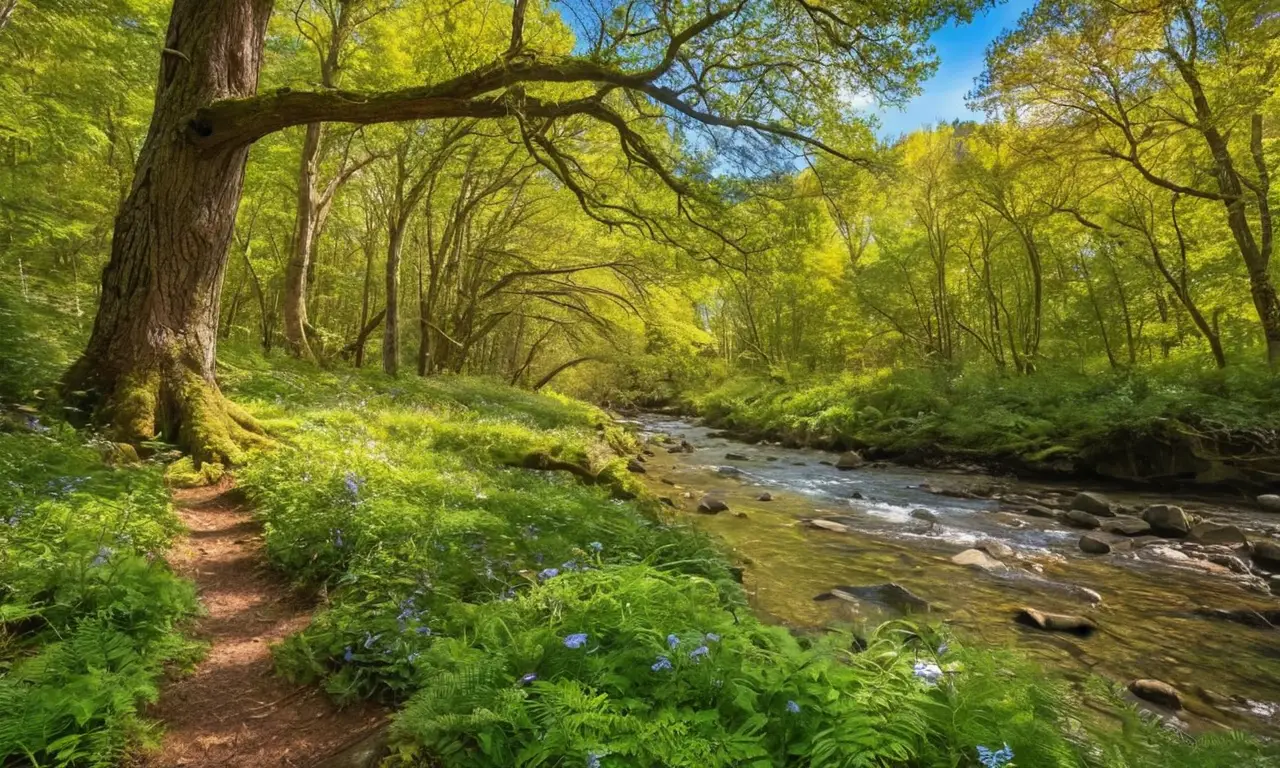 Bosque vibrante con fauna y flora diversa