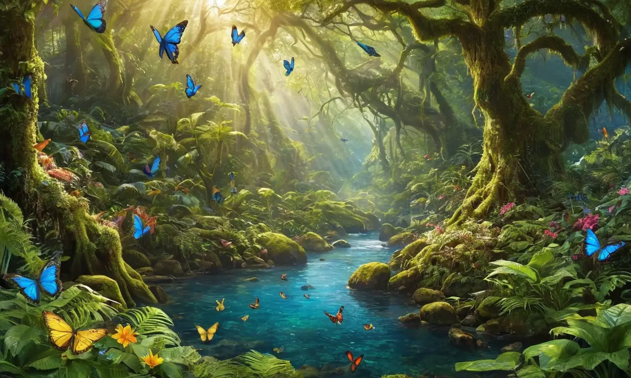 Selva vibrante llena de vida y color