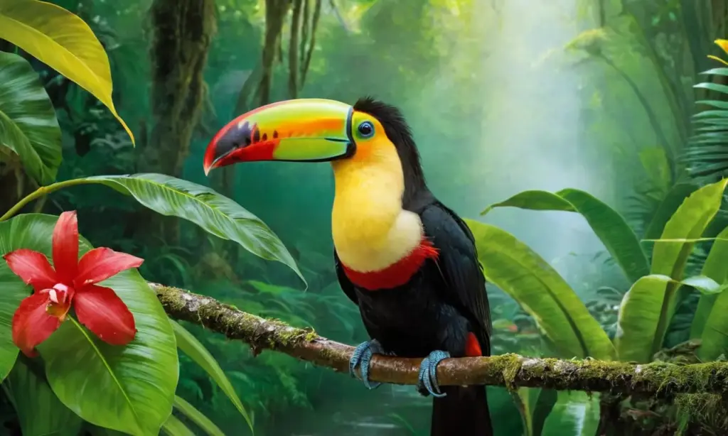 Selva vibrante llena de biodiversidad y color
