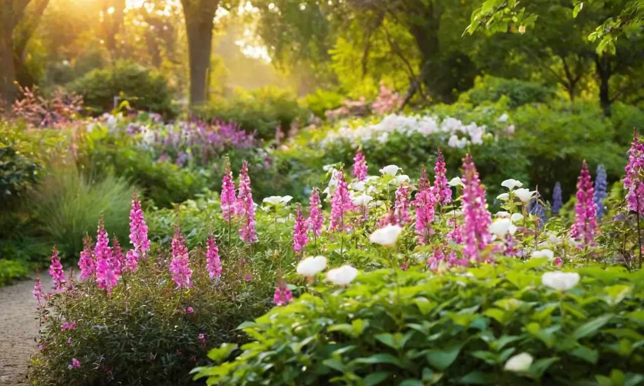 Jardín vibrante lleno de flores y vida