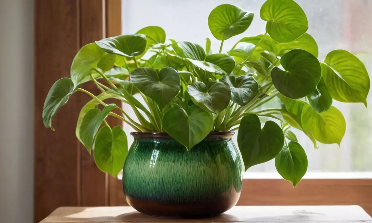 Hojas de pothos crean un ambiente sereno
