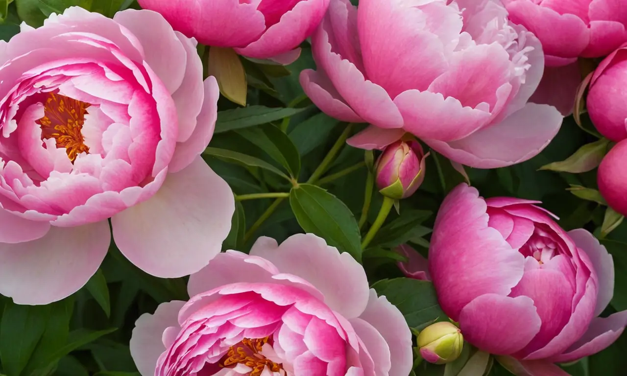 Peonías vibrantes muestran belleza y armonía
