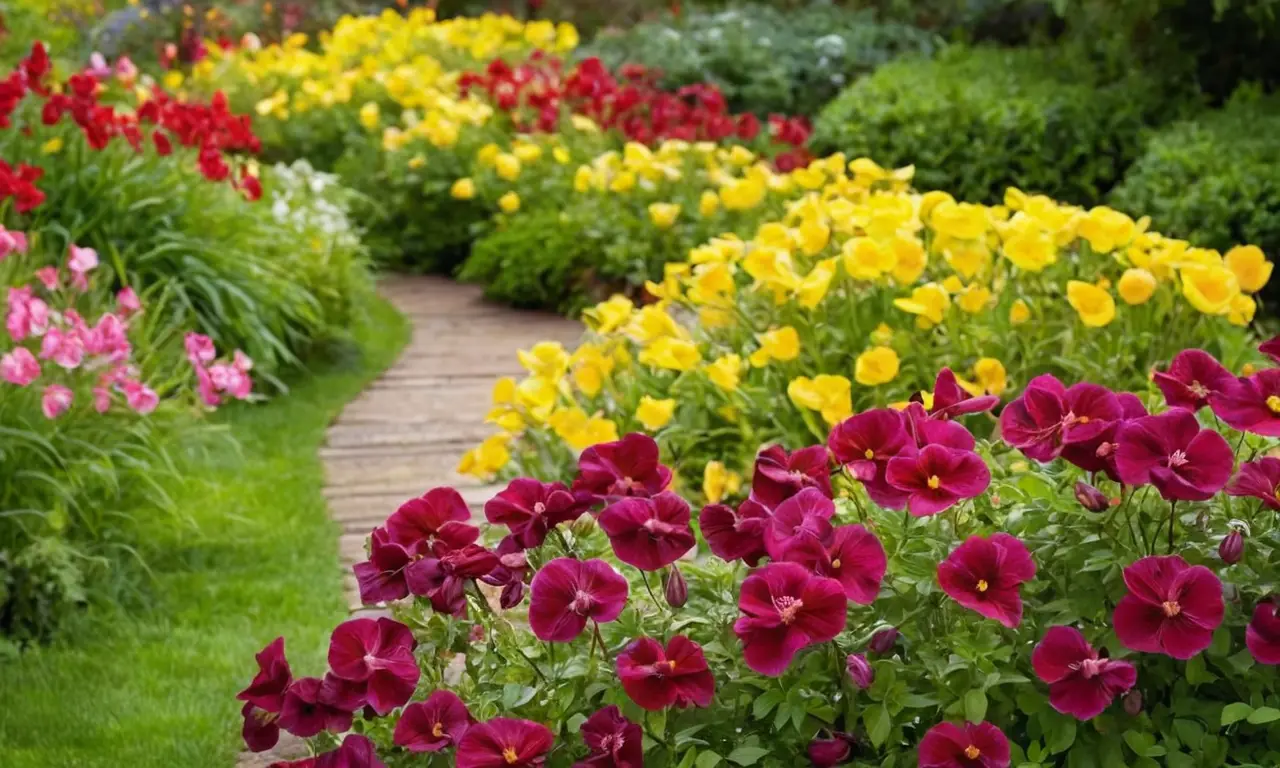 Flores vibrantes y delicadas en un jardín