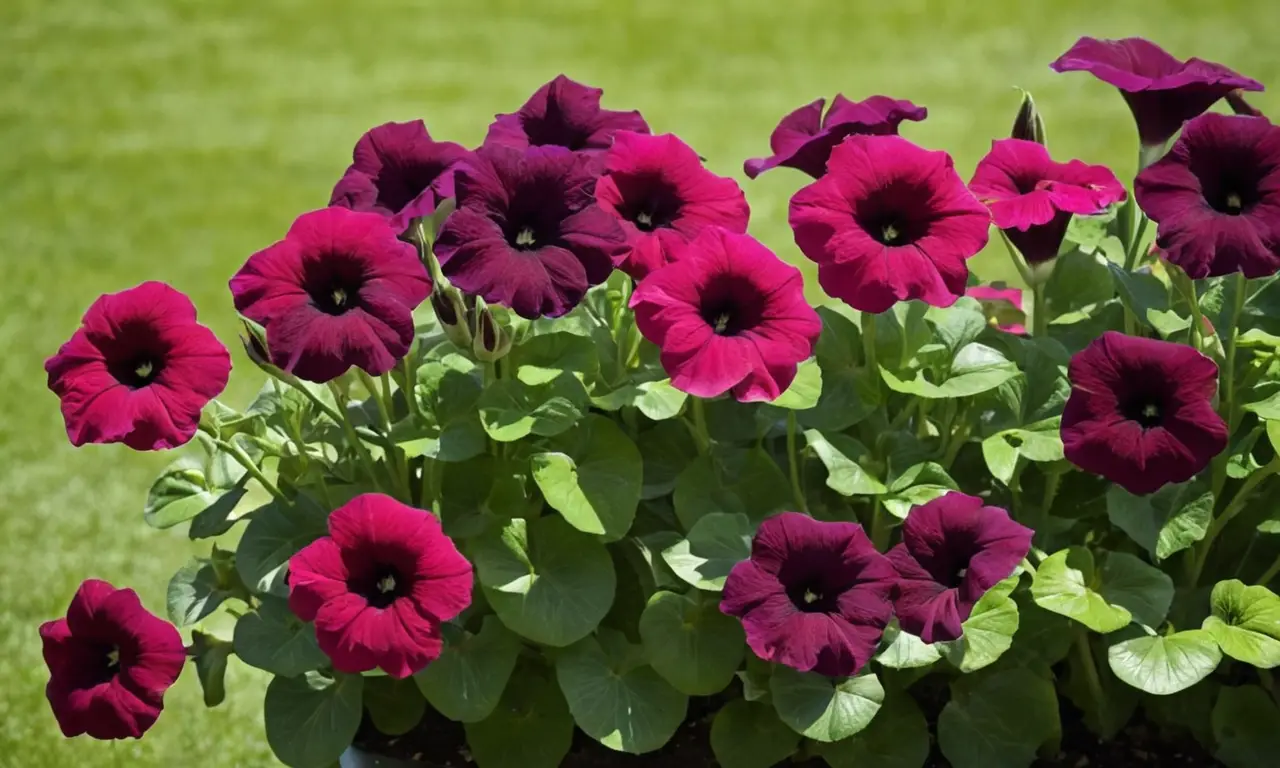 Elegantes petunias negras en un jardín sereno