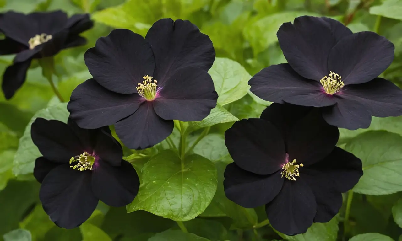 Flores negras elegantes en un entorno natural
