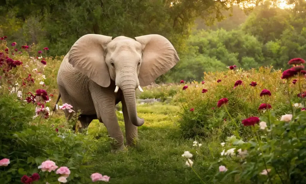 Flores como elefantes con mariposa cerca