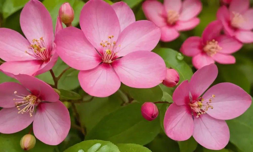 Flores rosadas brillantes en un jardín natural