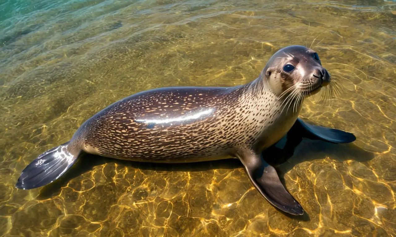 Una foca nada gracejosa en aguas azules