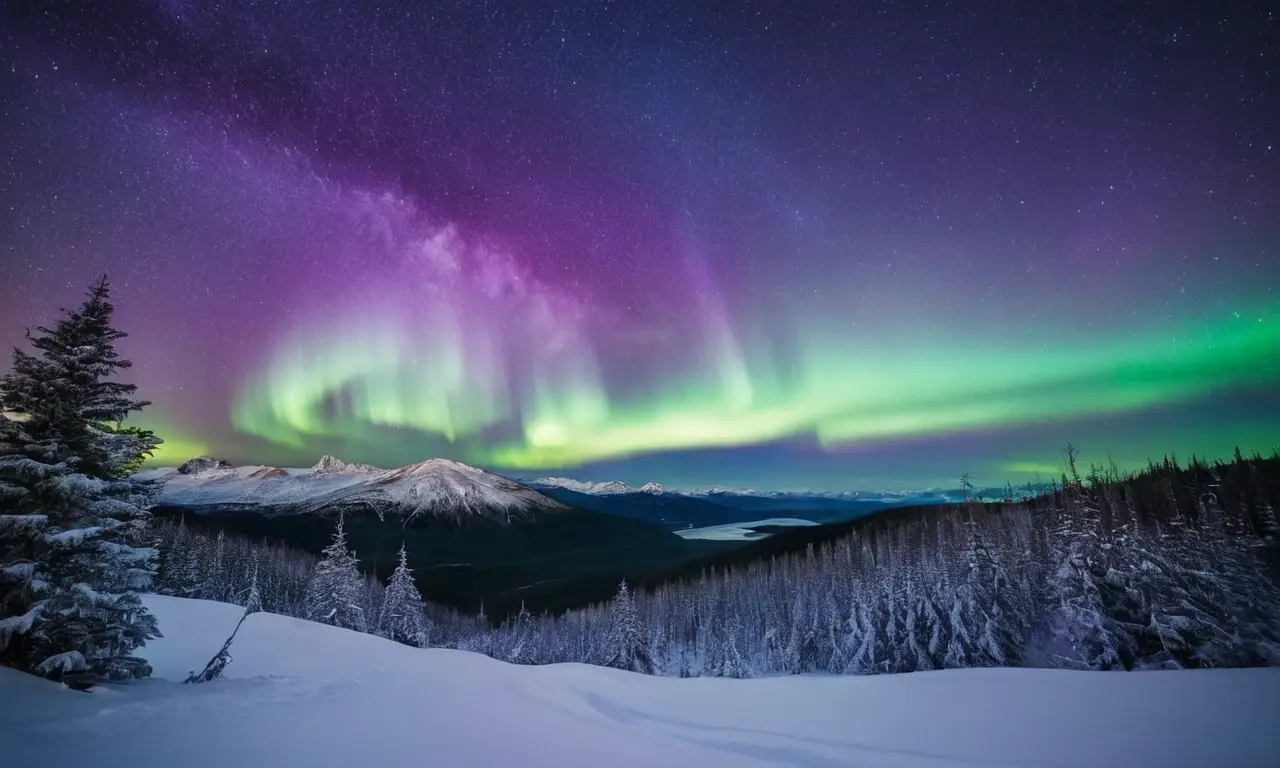 Auroras brillantes iluminan un cielo estrellado