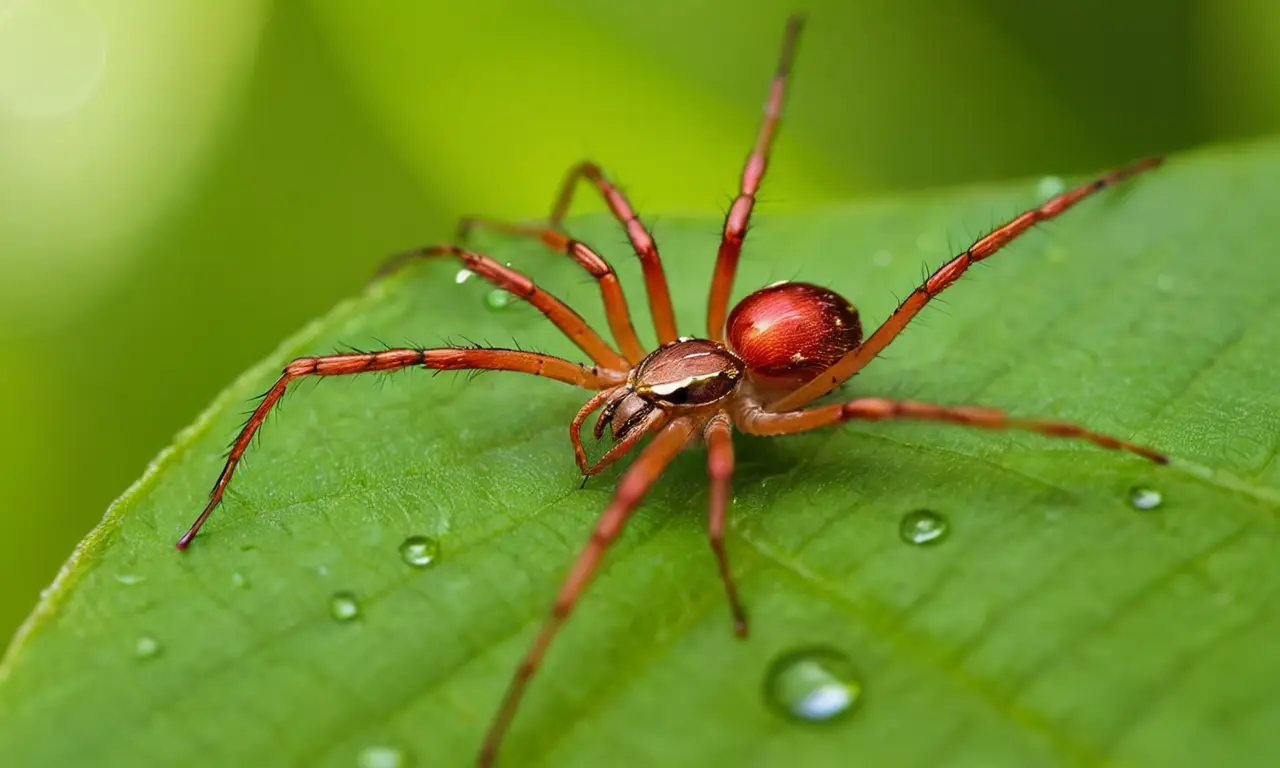 Araña roja descansa en hoja de aguacate