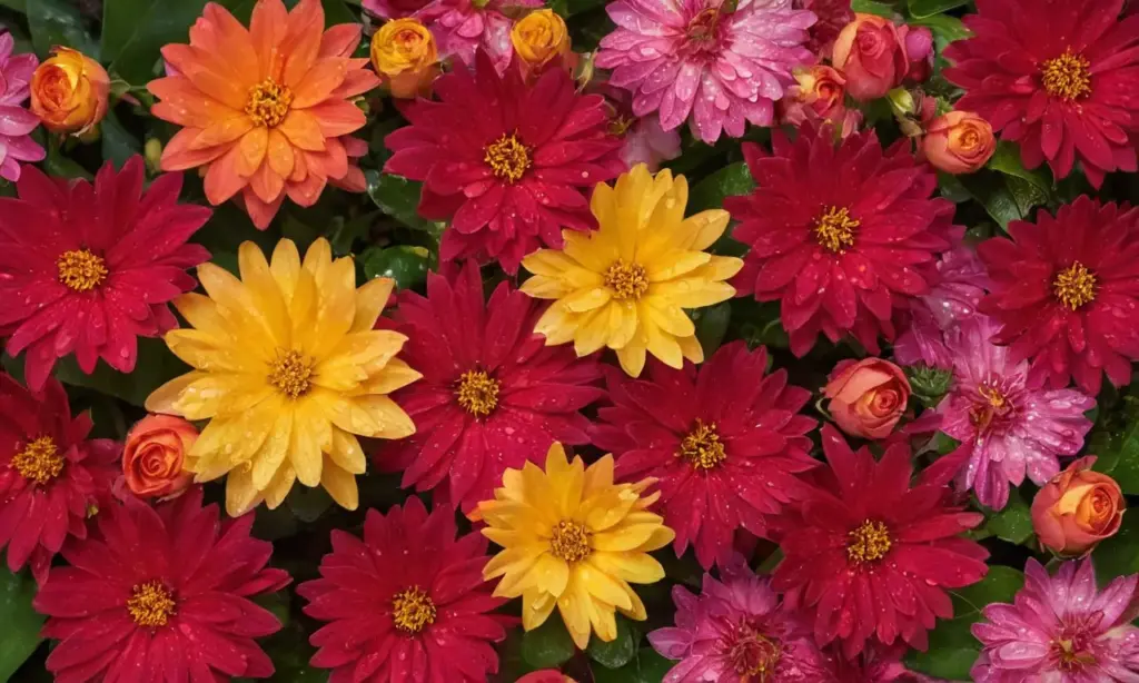 Ramillete vibrante de flores brillantes y frescas