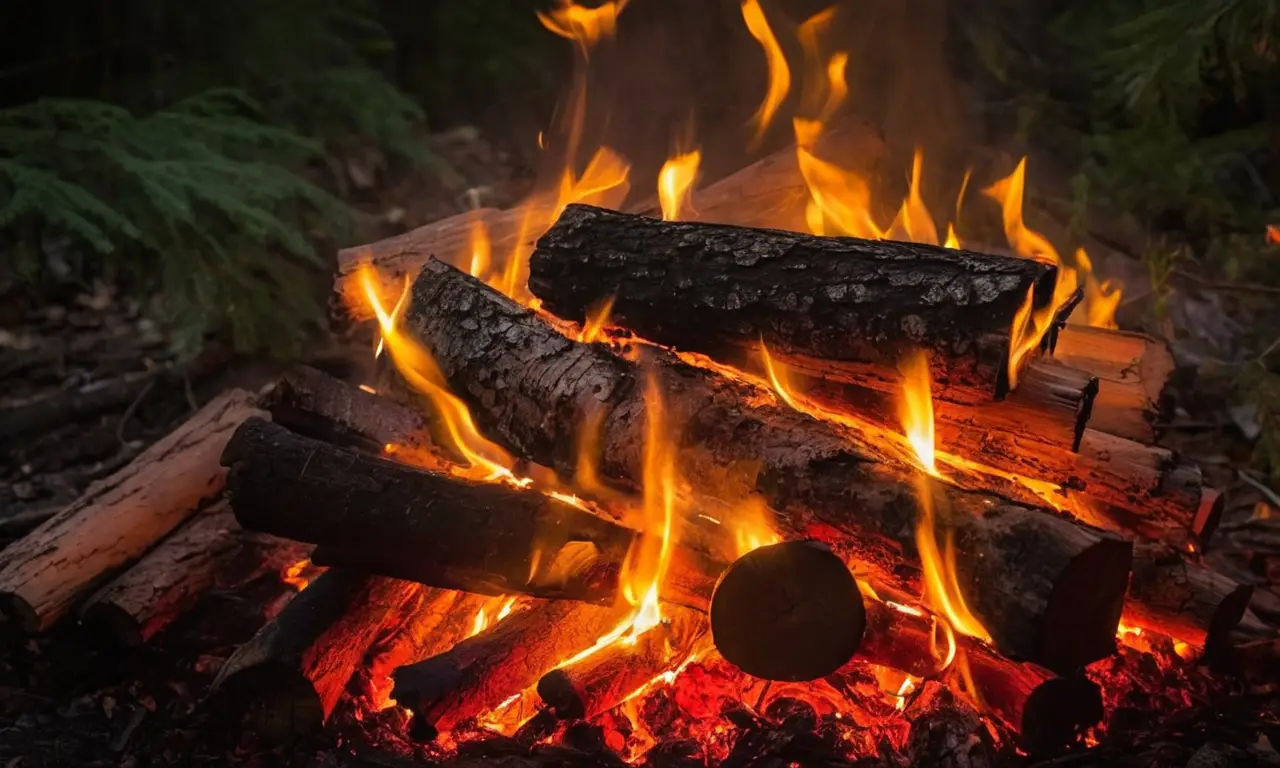 Fuego cálido y risas en la noche