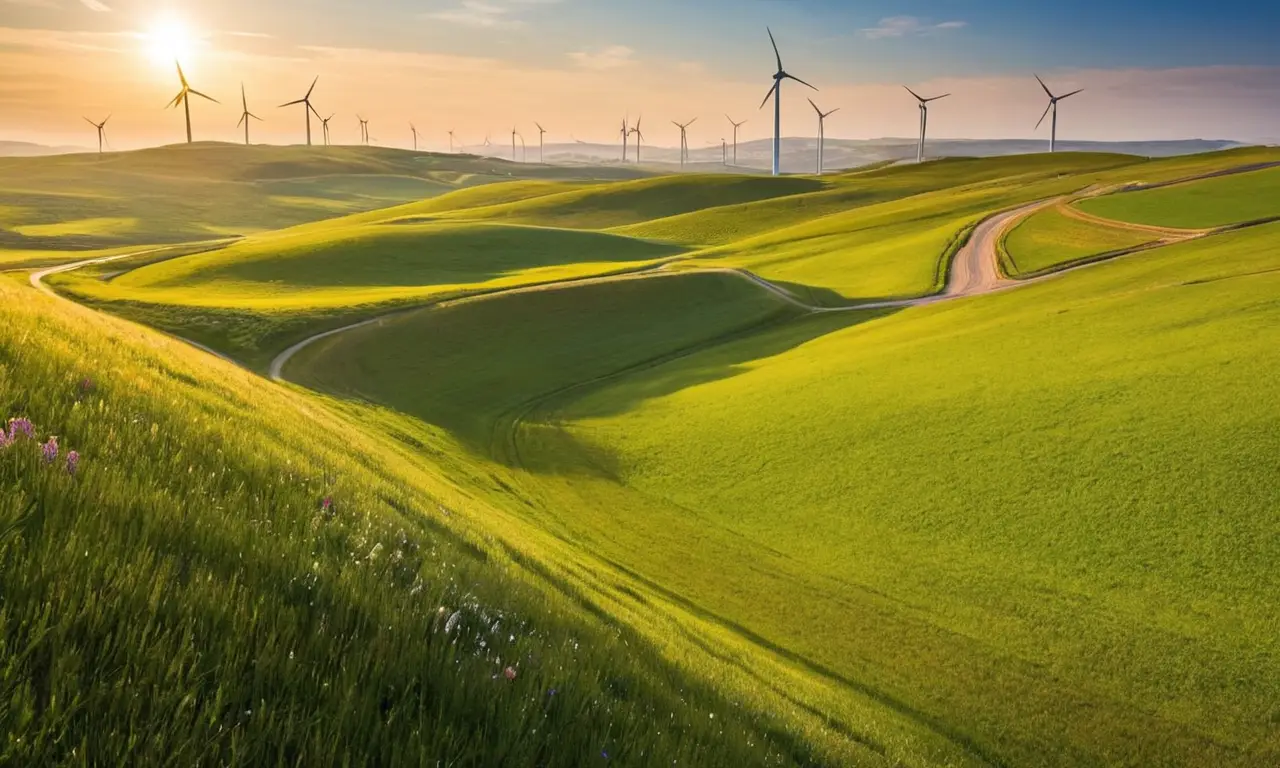 Paisaje panorámico que refleja sostenibilidad y energía renovable