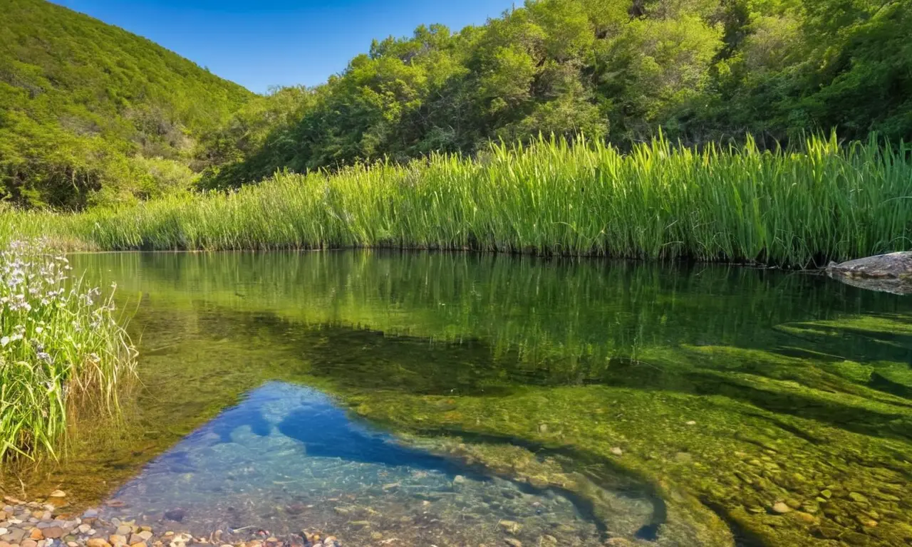 Agua cristalina, naturaleza tranquila y colorida