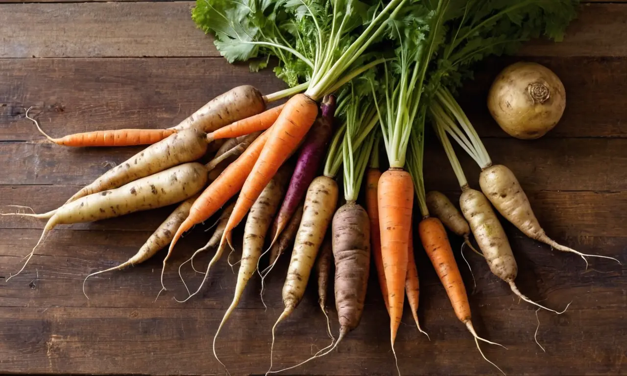Variedad de raíces comestibles en armonía