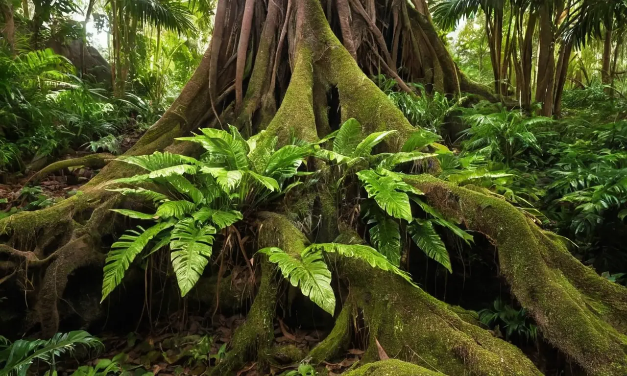 Ecosistema tropcial con vibrante vegetación rica