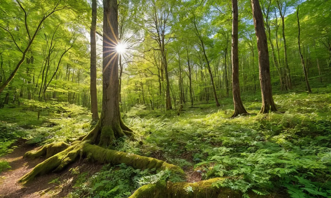 Bosque vibrante que refleja conservación y paz