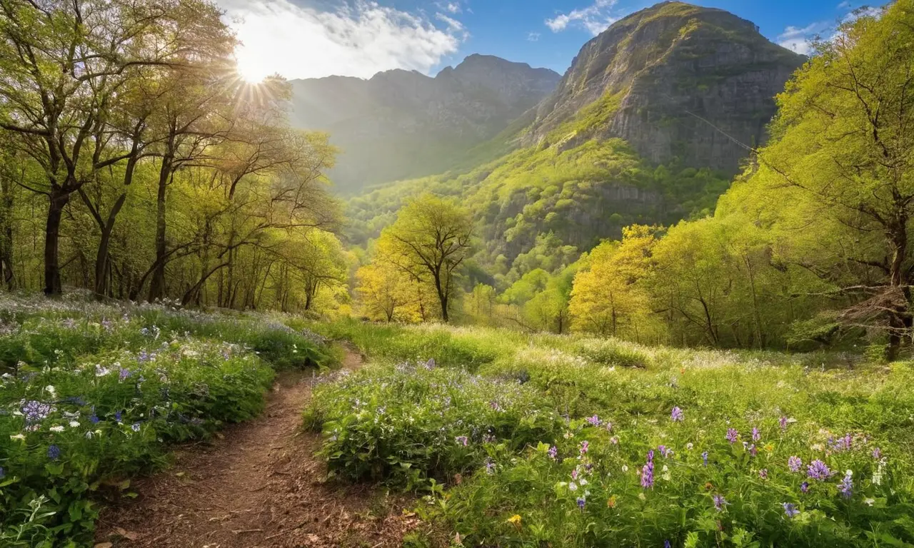 Bosque vibrante con flora, fauna y paisajes