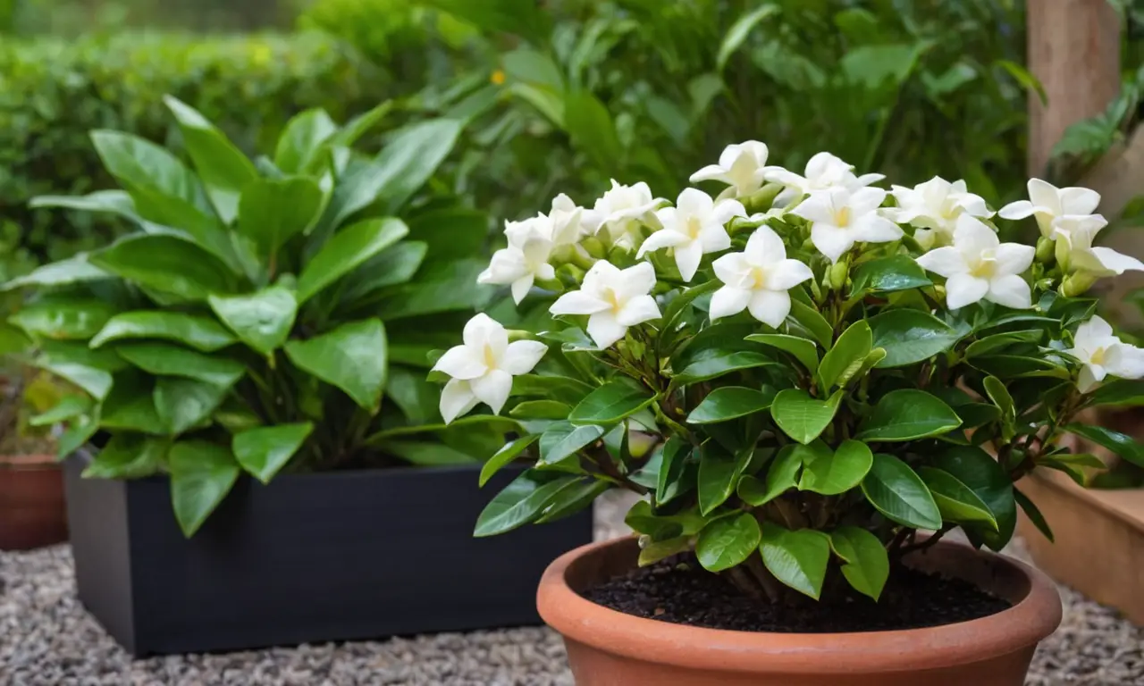 Jardín de gardenias vibrante y sereno