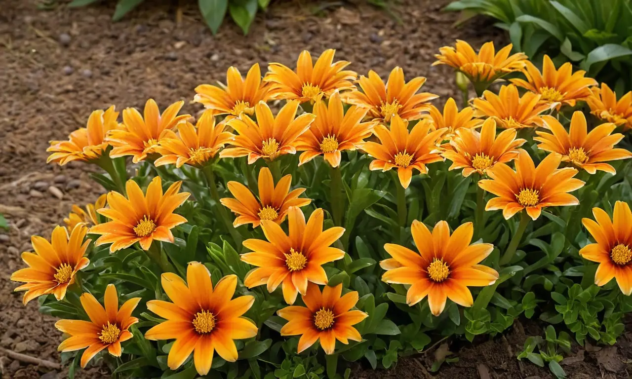 Jardín vibrante con flores de gazania