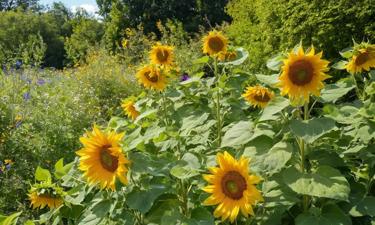 Girásoles vibrantes en un jardín soleado
