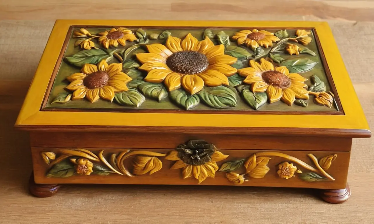 Caja de música decorada con girasoles