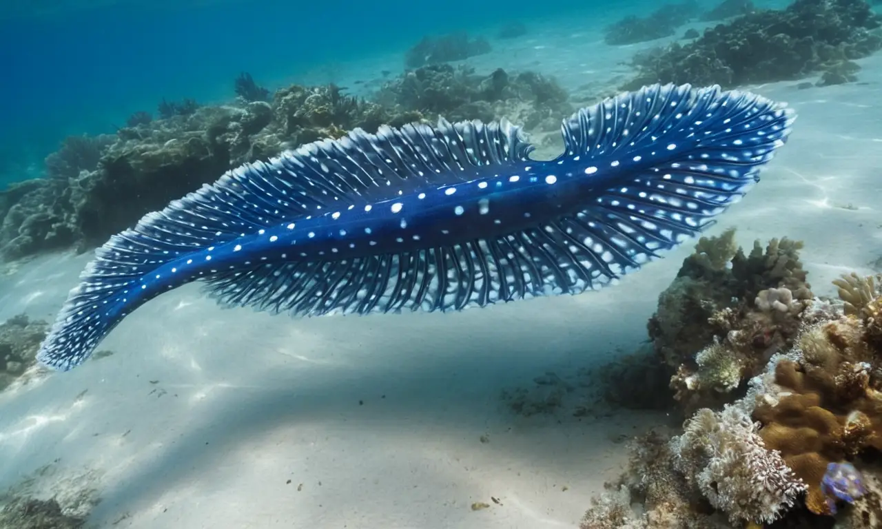 Un Glaucus atlanticus flota en el océano