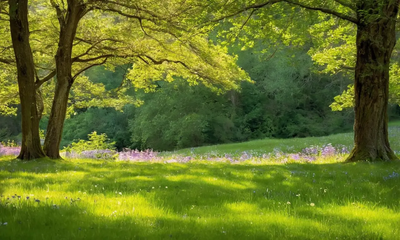 Paisaje verde vibrante con vida y tranquilidad