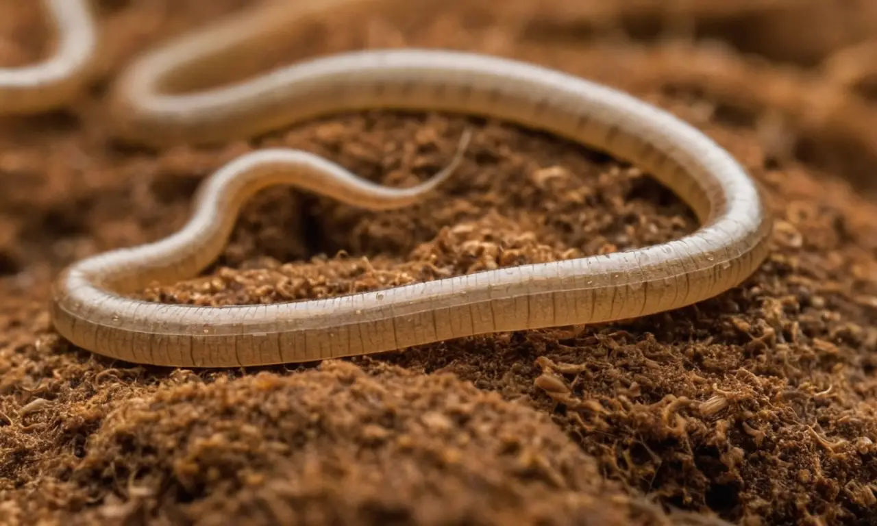 Nematodos se mueven en suelo húmedo