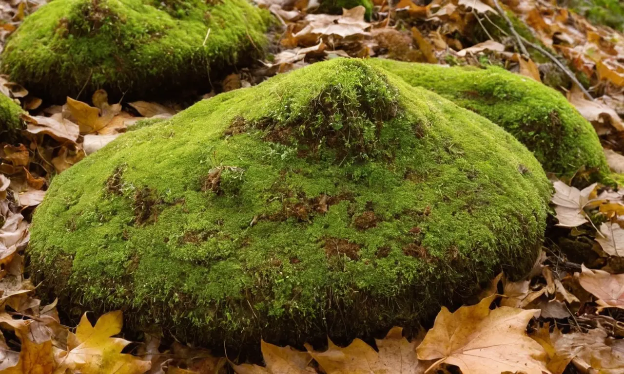 Suelo forestal húmedo con lombrices y musgo